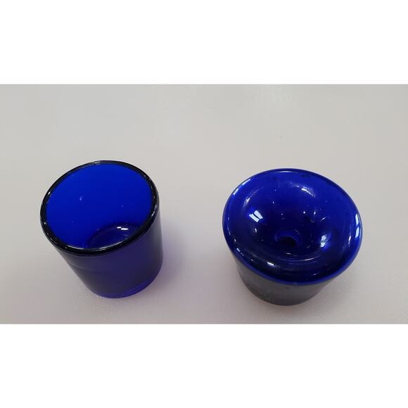 Vintage Hand-Blown Cobalt Blue Glass Funnel Ink Well and nib cleaning Jar - Picture 6 of 9